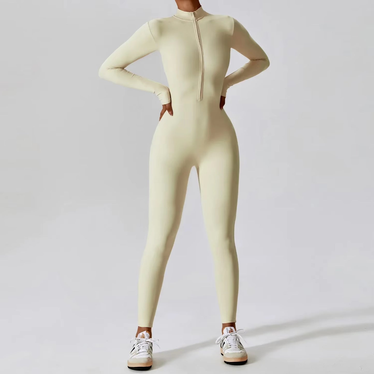 Zipper Jumpsuit Gym Set One Piece Workout Clothes for Women Sportswear Yoga Set Fitness Sport Suit Outfit Long Sleeve Gym Romper